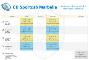 CD Sportcab Marbella - Horario-Entrenamientos-
