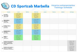 CD Sportcab Marbella - Horario-Entrenamientos